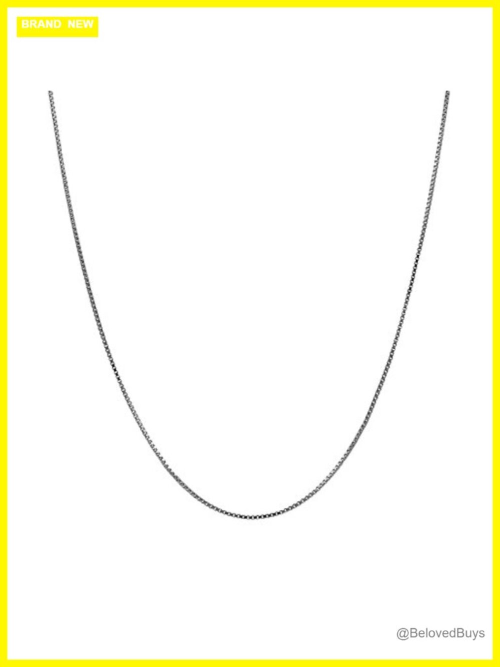 14K Solid White Gold Box Chain Necklace 0.5mm Spring Ring Clasp